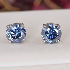 Certified Moissanite 4.0 ctw Royal Blue Stud Earrings 925 Sterling NWT